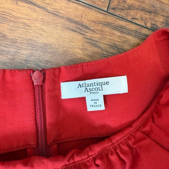 Atlantique Ascoli Red Mardi Ruffled Neck Sleeveless Blouse | Size Small (I) - Picture 6 of 13